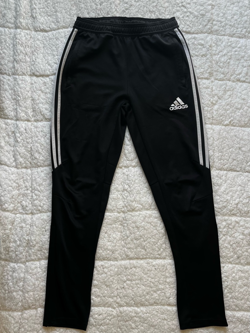adidas Black Jogger Pants with White Stripes